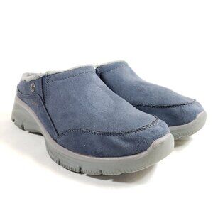 Skechers Womens Size 8 Navy Faux Fur Lined Slip-On Clogs